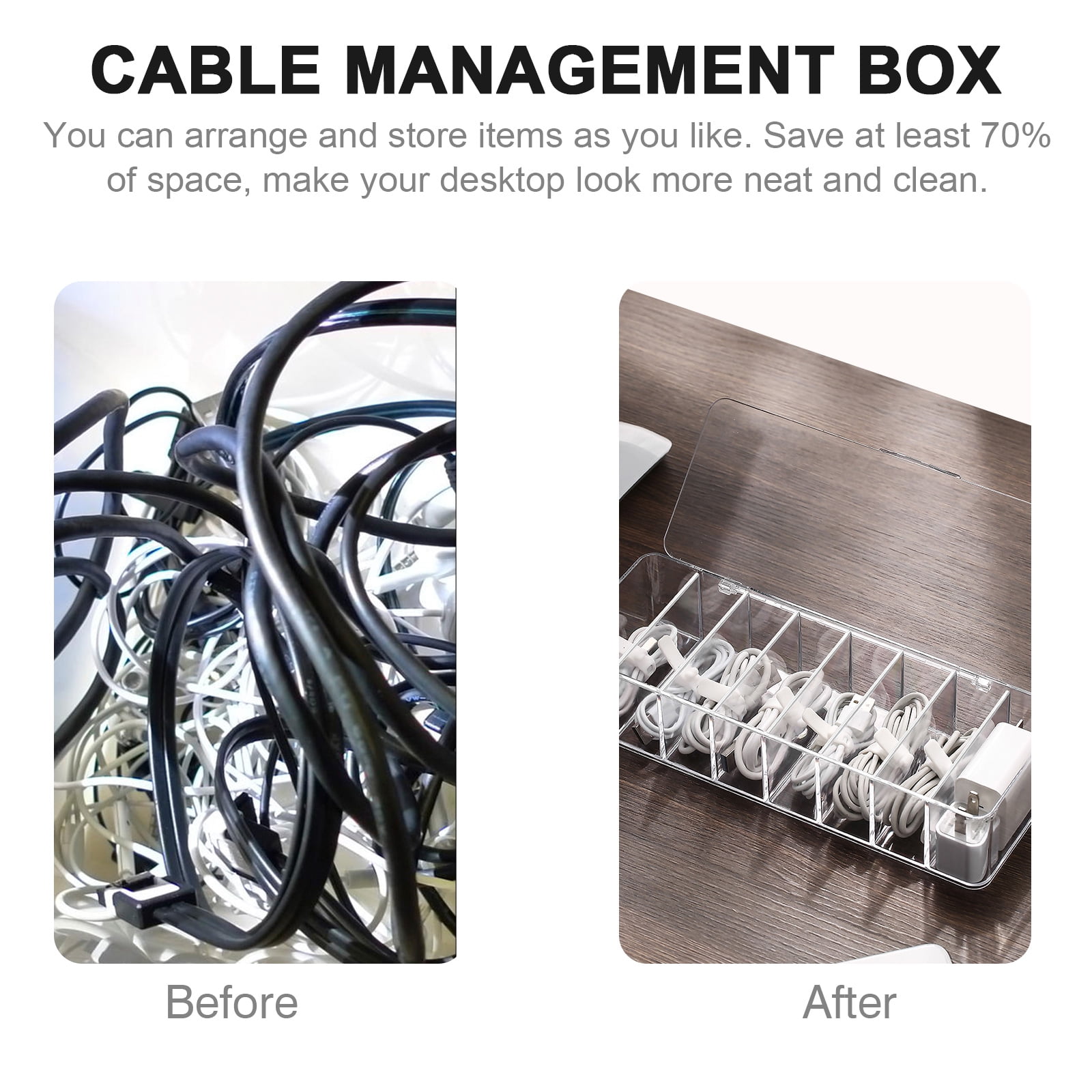 3-Pack Cable Management Box Organizer - Black Plastic Storage To Hide Wires Under TV Or Desk