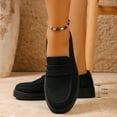 thumbnail image 5 of Xfvqtps Womens Loafers British Style Round Toe Chunky Heel Thick Sole Suede Material Slip on Design Frosted Finish Comfortable Casual Fall Winter Footwear Black, 5 of 9