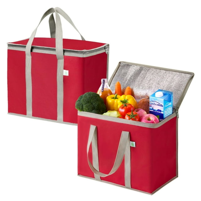 Bolsa Térmica VENO Paquete de 2 Bolsas Aislantes para Compras Roja (Paquete de 2)