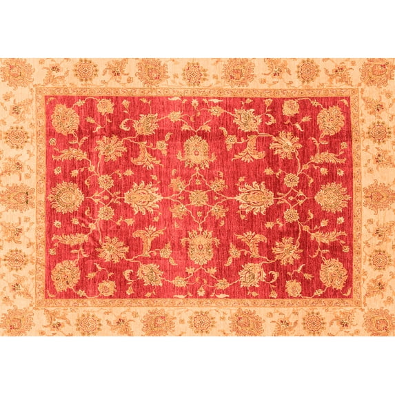 Ahgly Company Indoor Rectangle Oriental Orange Traditional Area Rugs, 7' x 10'