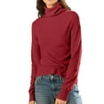 thumbnail image 2 of Mock Neck Sweaters for Women Long Sleeve Lightweight Pullover Tops Dressy Casual Knitwear for Winter 2026 Red XL, 2 of 6