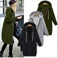 thumbnail image 1 of Veste à Capuche Longue en Polaire à Fermeture Éclair pour Femmes Grande Taille, 1 of 5