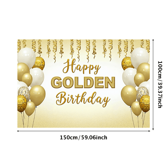 Golden Glitter Happy Birthday Banner Party Decoration Backdrop for Birthday Parties Photography Props Photo Booth Backgrounds Celebrations