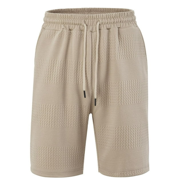 asjyhkr Mens Workout Shorts Ribbed Drawstring Elastic Waisted Shorts with Pockets Stretch Gym Beach Shorts