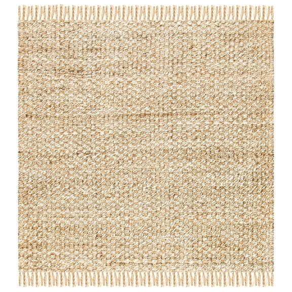 SAFAVIEH Natural Fiber Vivian Geometric Solid Area Rug, Natural/Grey, 6' x 6' Square
