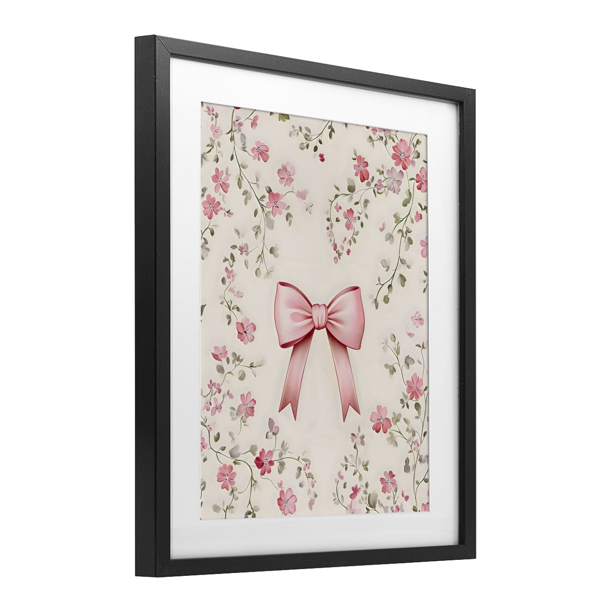 Stupell Industries Girly Ribbon Bow Black Framed Print Under Glass, design by Arlington Prints