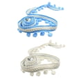 thumbnail image 1 of veasfak 2x 5 Yd Pompons Bobble Border / Bobble Ribbon - 3.5 Cm Wide Fringed Blue+White, 1 of 9