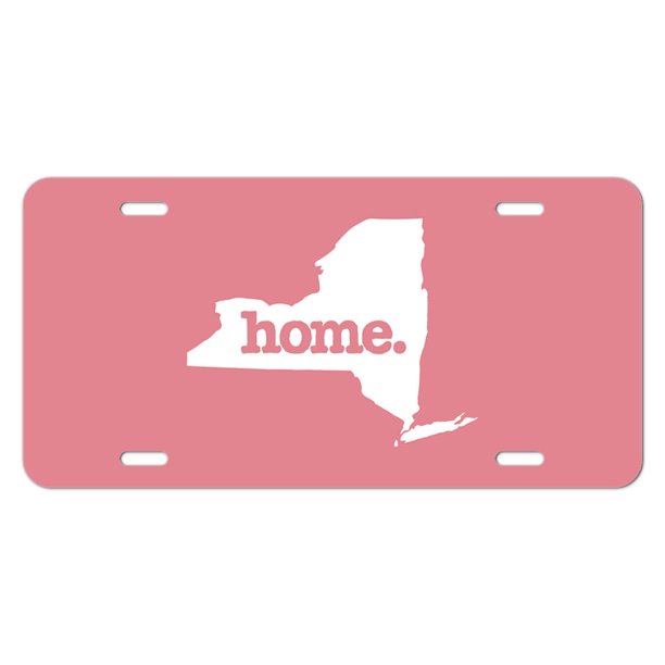 New York NY Home State Novelty Metal Vanity License Tag Plate Solid Salmon Pink