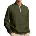 thumbnail image 3 of YOIAVAIOY Men's Half Zip Sweatshirts Long Sleeve Fleece Sweatshirts Solid Casual Pullover Tops with Pocket Army Green XXL, 3 of 7