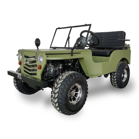 SYX MOTO 125cc Go Kart 4-Wheeler, 3-Speed   Reverse, Electric/Kick Start, 35 MPH Max Speed for Teens & Adults, Matte Green