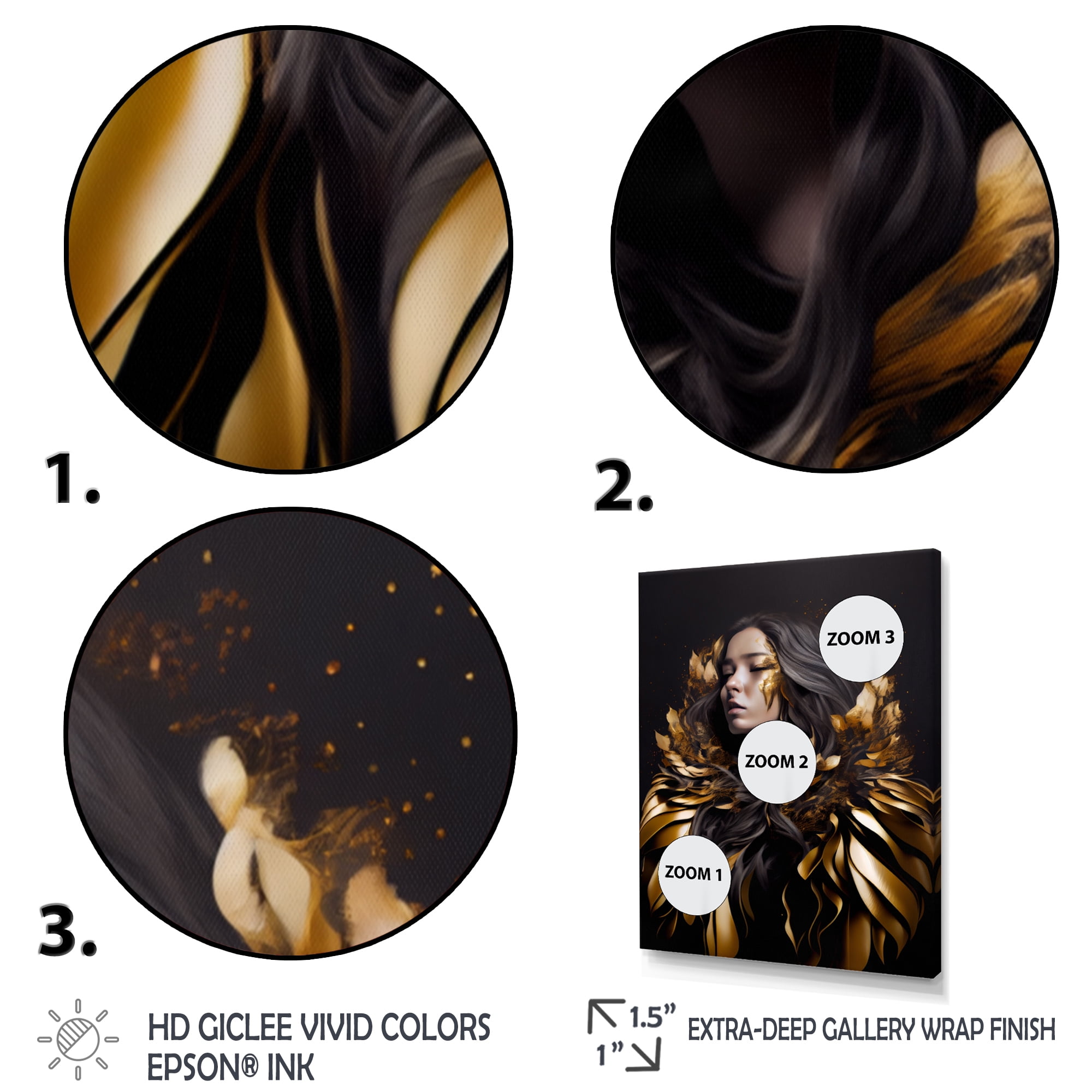 Designart Gold And Black Sensual Woman III Canvas Wall Art