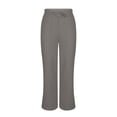 thumbnail image 4 of Vynhevius Women Straight Leg Pants Solid Drawstring Waist Side Slit Pockets Casual Trousers, 4 of 8