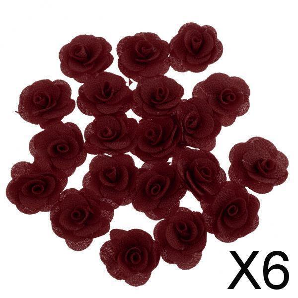 Cabezas de Flor de Rosa de Seda Soledad Borgoña 20 Piezas