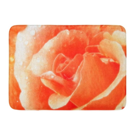 - KDAGR Orange Beautiful Peach Colored Rose Water Droplets Pink Beauty Best Doormat Floor Rug Bath Mat 23.6x15.7 inch