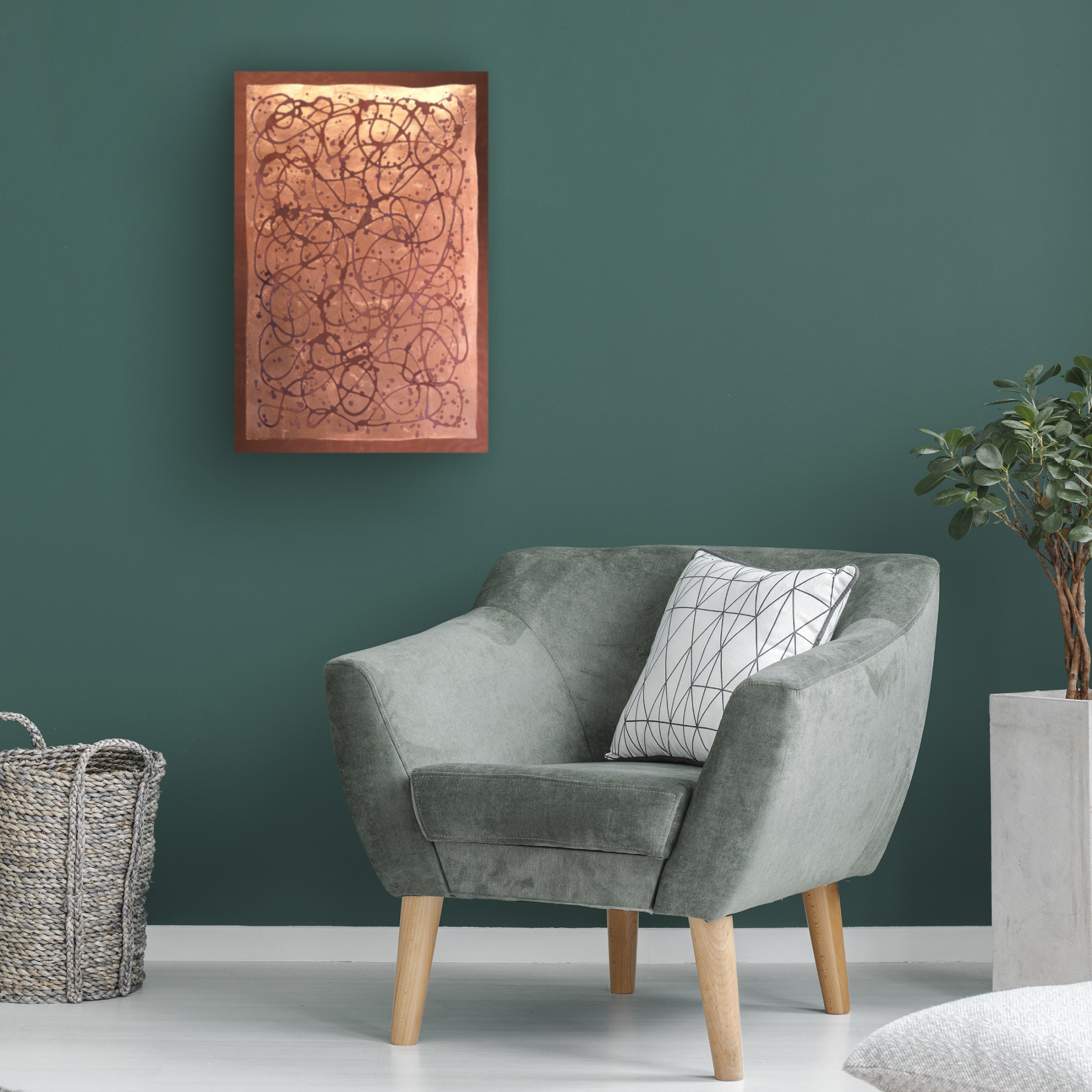 Canvas Wall Art - Vanna Lam 'Graffiti in Copper I' Wall Art for Living Room, Bedroom, or Office Décor by Trademark Fine Art - 22 x 32 Inches