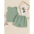 thumbnail image 3 of FEORJGP Toddler Baby Boy 2 Piece Waffle Outfit 6M 12M 18M 2Y 3Y Infant Round Neck Vest Sleeveless T-shirt Solid Color Tank Tops + Elastic Waist Shorts Set Newborn Casual Simply Summer Clothes, 3 of 7