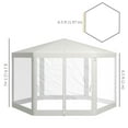 thumbnail image 3 of Outsunny Φ13' Hexagon Party Tent Patio Gazebo Outdoor Activity Event Canopy Quick Sun Shelter Pavilion with Netting Mesh Sidewall Cream White, 3 of 10