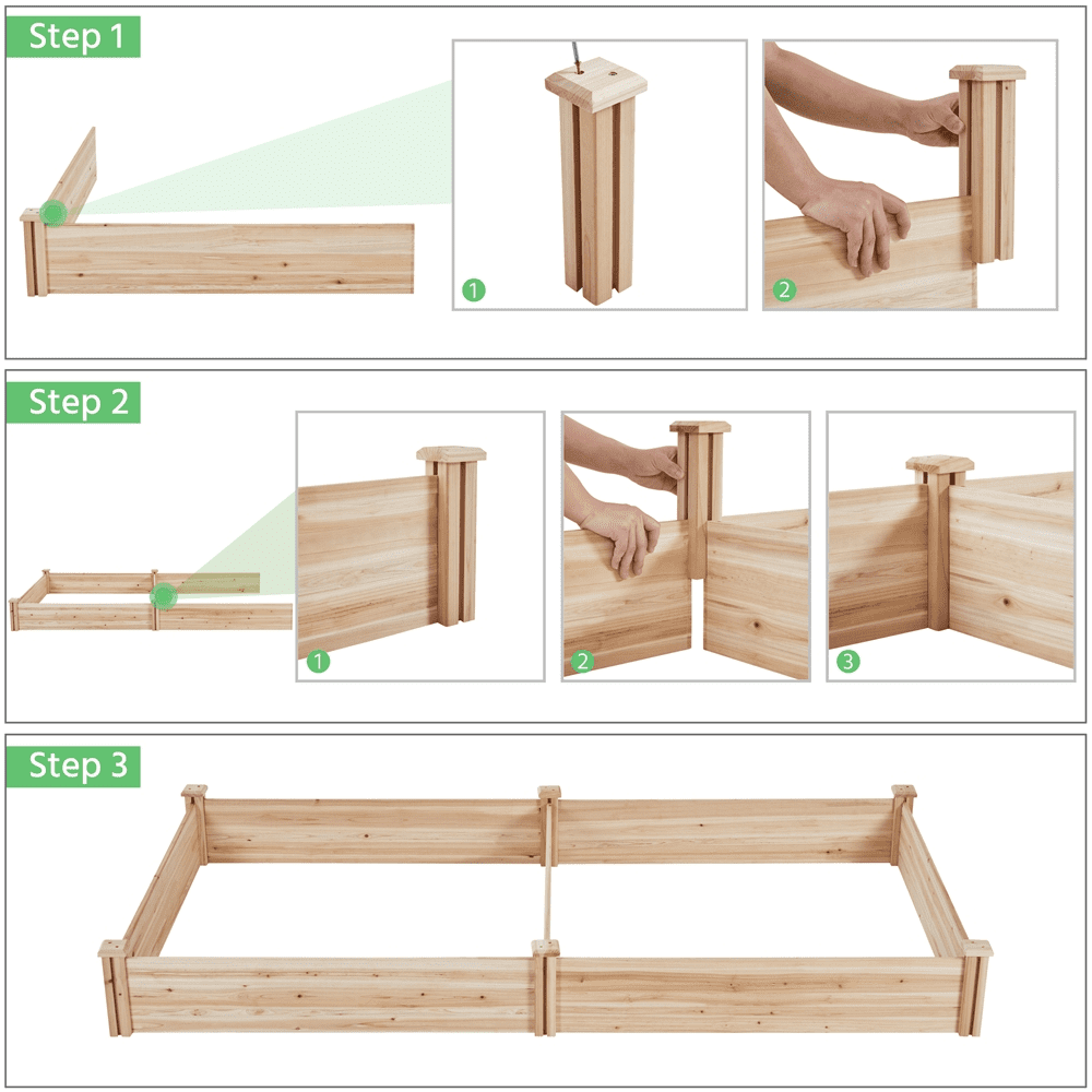 Renwick Stackable Wooden Garden Bed for Vegetable Flower Planting, Wood