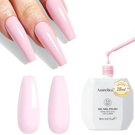 AzureBeauty Baby Pink Gel Nail Polish 18ML, UV/LED Soak Off Gel Polish , Soft Cream Light Pink Salon Nail Gel for Long Lasting High Gloss Manicure, French Nail Art for Women