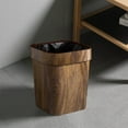 thumbnail image 3 of 1PC Small Trash Can Plastic Material Vintage Wood Grain Design Swing Lid Rectangular Shape Space Saving Bedroom Kitchen Bathroom Farmhouse Home Waste Disposal Use, 3 of 3