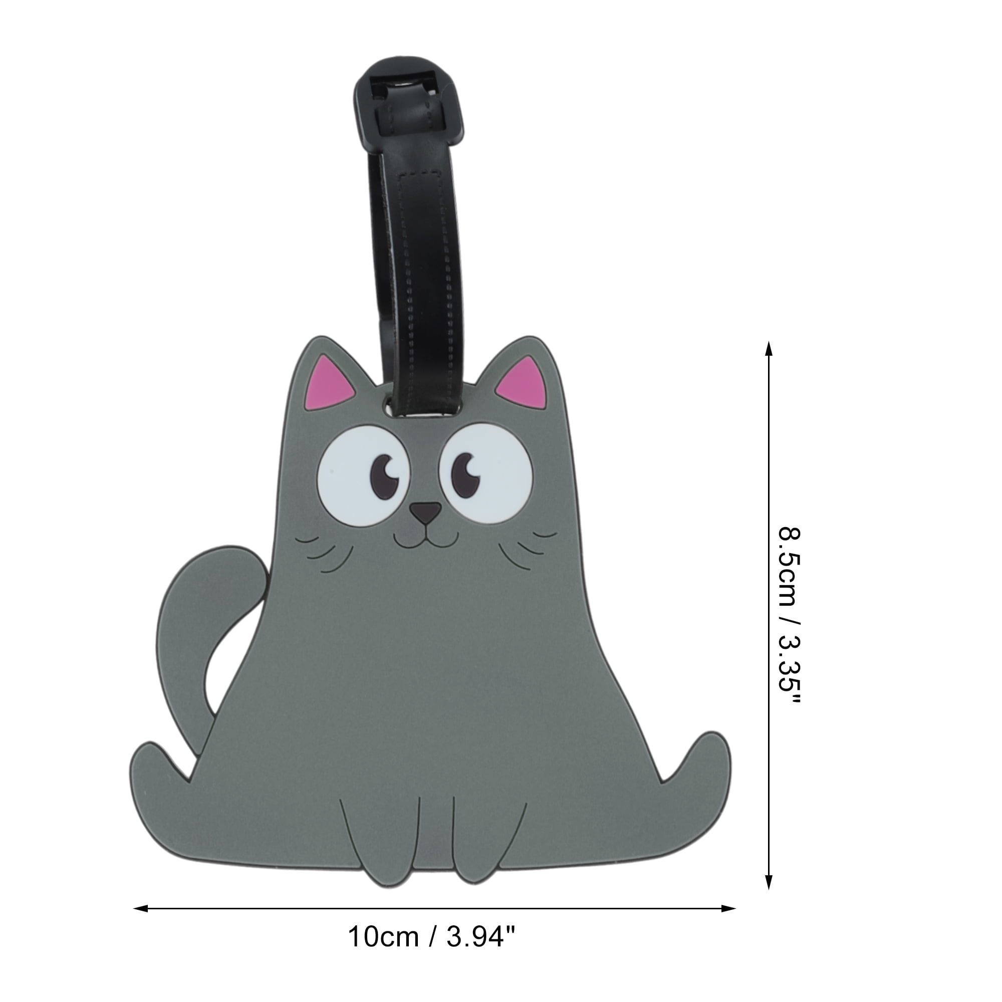 Unique Bargains 1 Pc Stylish Durable Smiling Cat Luggage Tag for Travelling Deep Gray