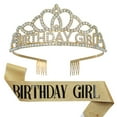 thumbnail image 2 of Yoyauz Women's Birthday Crown & Belt Queen Crystal Crown Rhinestone Hair Band Set Happy Party Decoration Accessories Girls Princess Gift Set, 2 of 6