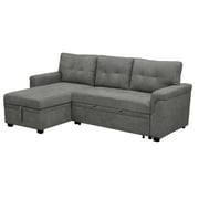 Laura Gray Velvet Sleeper Sectional Sofa Bed with Reversible Chaise