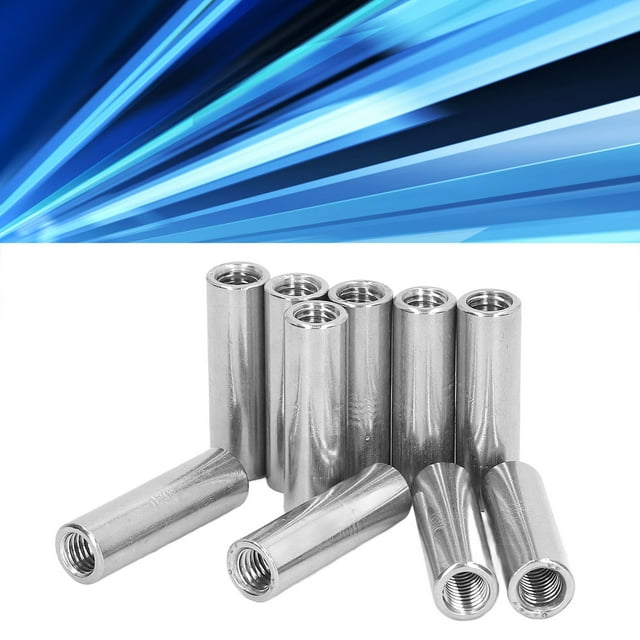 Round Coupling Nut, M8 10PCS Wear Stainless Steel Round Shape Female Thread Coupling Nut Rustproof For Maintenance