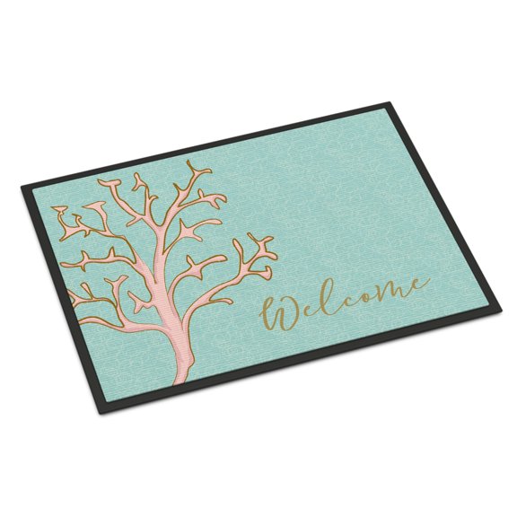 Coral Welcome Doormat 18x27