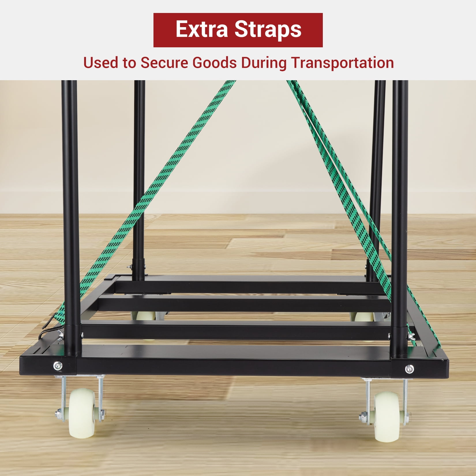 1500 LB Heavy-Duty Steel Folding Table Dolly | Lockable Wheels & Dual Removable Handlebars | Portable Mover for Event/Banquet/School