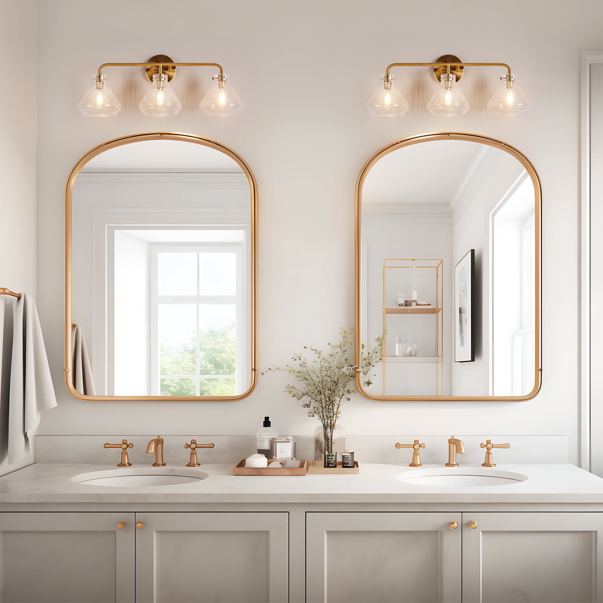Digipurve 23.6-in 3 Light Polished Gold Modern/contemporary Bathroom Vanity light