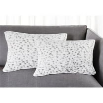 HomeRoots 544574 12 x 20 in. White & Gray Faux Fur Lumbar Throw Pillows - Set of 2