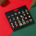 thumbnail image 2 of 12 Pairs Holiday Earrings Set Variety Cute Snowflake Wreath Tree Stud Earrings, 2 of 7
