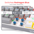 thumbnail image 3 of Teclado Gamer Redragon Fizz Rainbow Gris/Blanco 60%, 3 of 5
