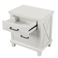 thumbnail image 5 of Rustic Farmhouse Style Solid Pine Wood Whitewash Two-Drawer Nightstand for Bedroom, Living Room, White, 5 of 6