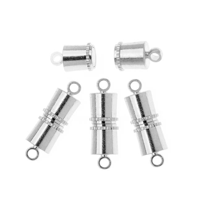 Silver Plated Barrel Clasps 11x5mm (4 Sets)