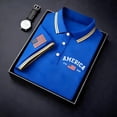 thumbnail image 2 of Men's 4th of July Graphic Polo Shirts Patriotic 250th Anniversary Shirt Short Sleeve Casual Comfort Fit Commemorative Print Collared Shirt For Independence Day Anniversary Celebration Blue 3XL, 2 of 5
