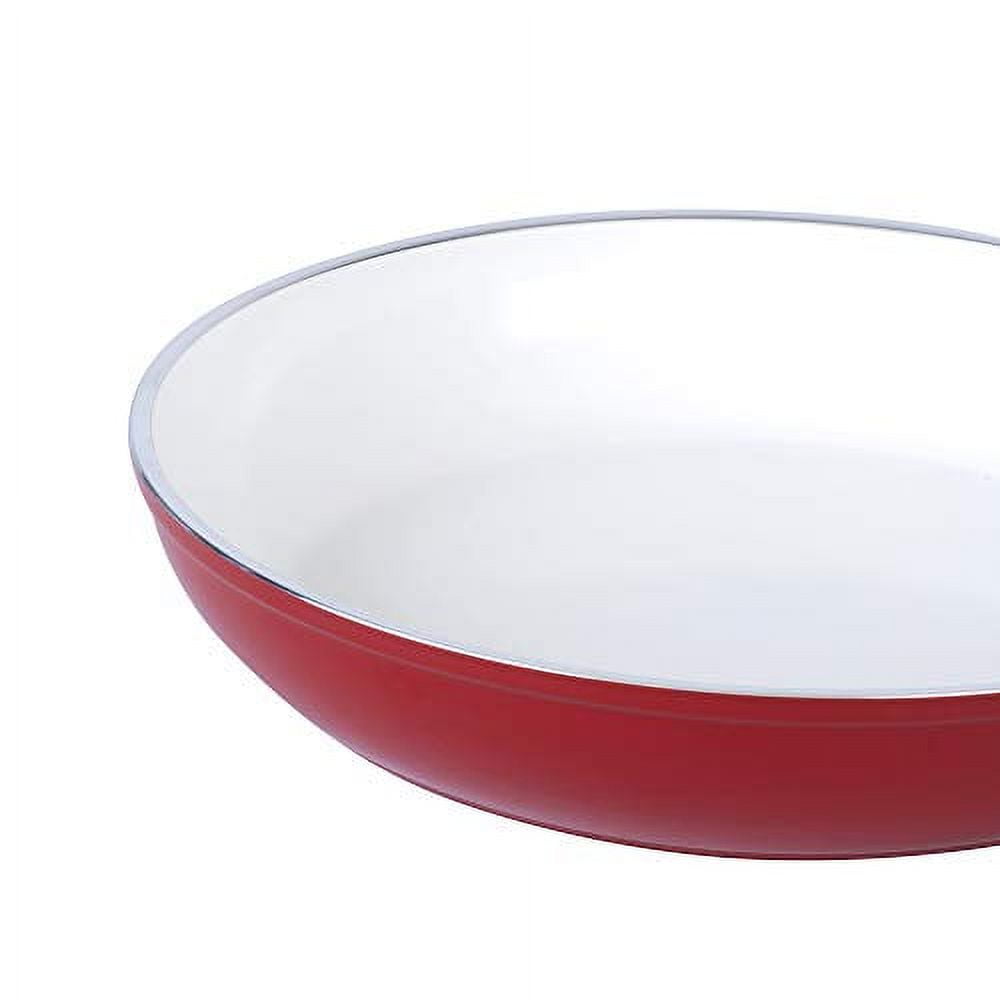 Bialetti Aeternum Ceramic Nonstick Cookware Set, 10 Piece Cookware Set,  Red/White