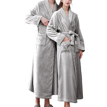 

Luiyenes Women S Double Pocket Flannel Bathrobe Soft And Warm Double Faced Velvet Bathrobe Pajamas And Home Wear Bathrobe Robe