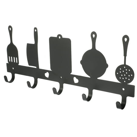 

Metal Wall Hook Iron Hollow Silhouette Creative Kitchen Storage 5-Hook Hanger Black Rail Organizer Hangers Clothing Key