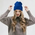 thumbnail image 3 of Daily Knited Plain Beanie - Stay Warm Stylish Stretchy Soft Beanie Hats for Men and Women, 12 inch, Blue, 3 of 7