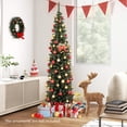 thumbnail image 3 of Patiojoy 7FT Artificial Christmas Tree Pre-lit Pencil Xmas Tree with 499 Branch Tips 200 Warm White LED Lights, 3 of 10