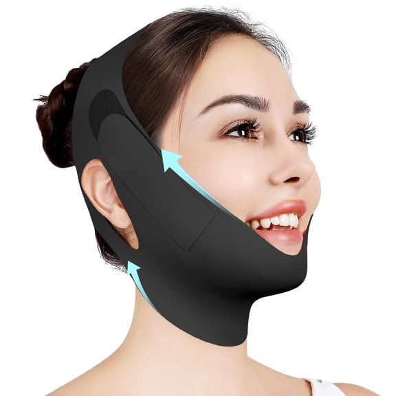 Greenpod Chin Strap for Sleeping,Adjustable Chin Strap,Jaw Strap,Jawline Shaper,V Line Lifting Mask,Black
