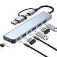 thumbnail image 2 of Adaptador concentrador tipo C, transmisión de datos sin controlador, multipuerto 7 en 1, adaptador USB C para Huawei y MacBook., 2 of 7