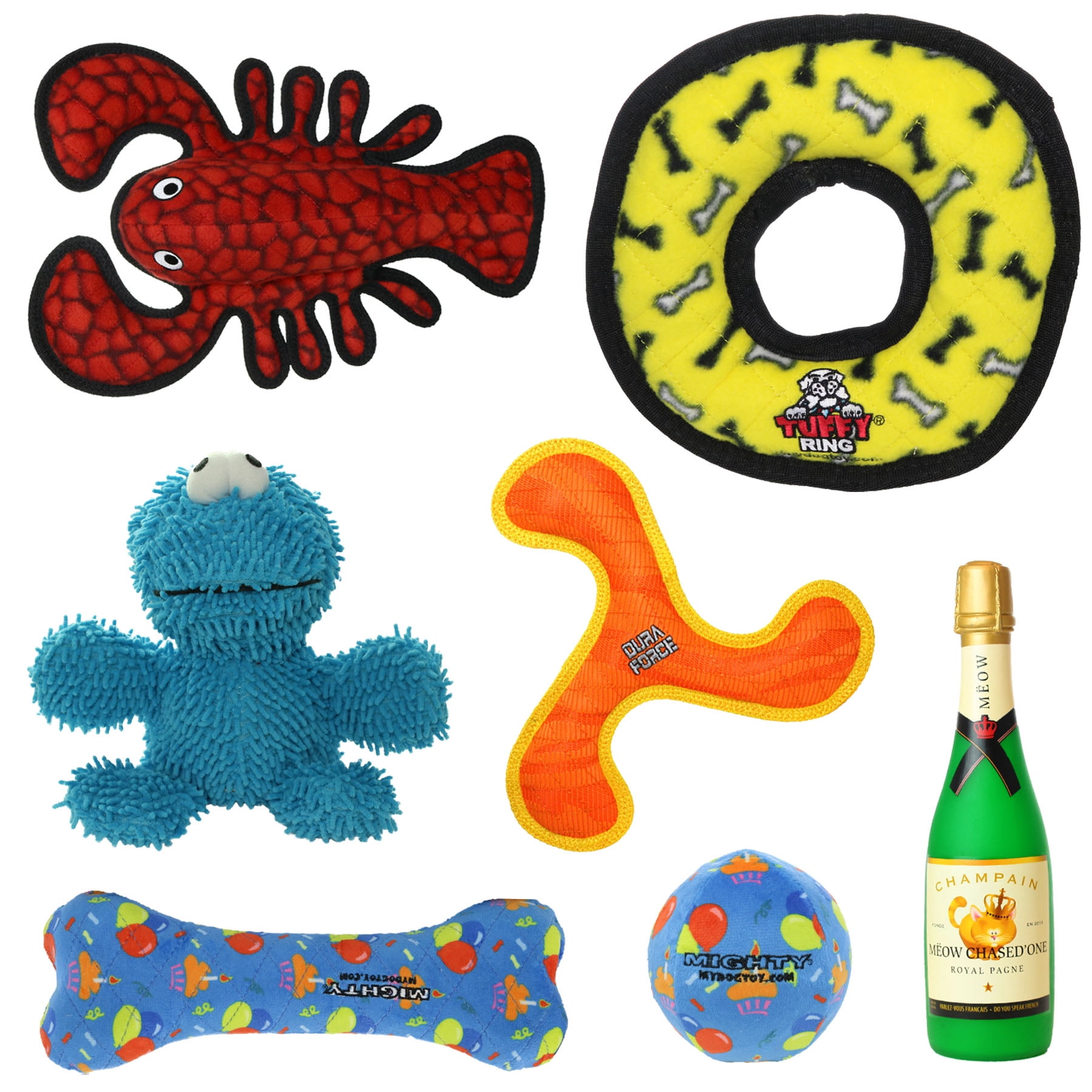 Celebration Box - Tuffy- Mighty - DuraForce - Silly Squeaker - Multi Pack Durable Plush Squeaky Dog Toys