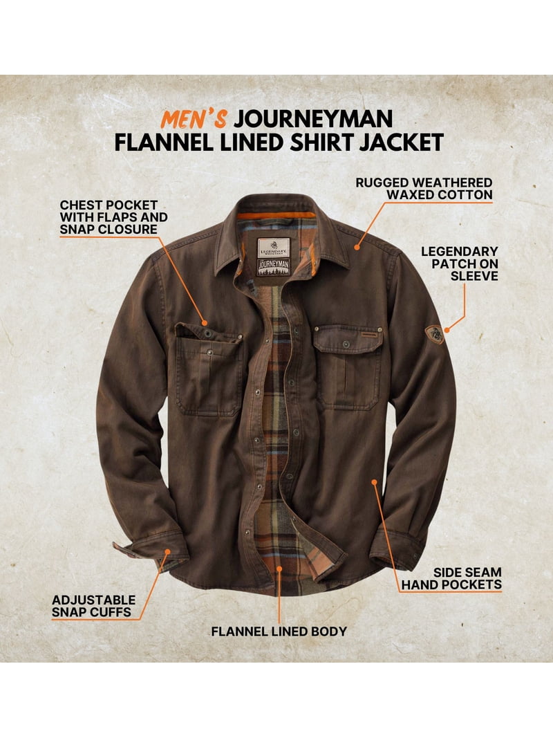 Legendary Whitetails Men's Journeyman Flannel Lined Shirt Jacket