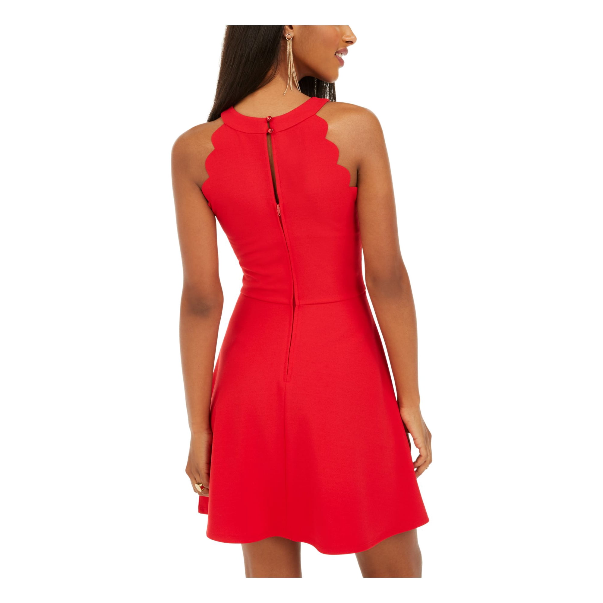 Bcx Womens Scalloped Fit Flare Scuba Dress Red 13 Other