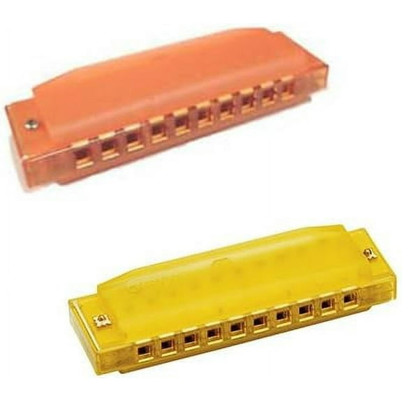 Hohner Kids BPA FREE Translucent Harmonica 2 Pack - Yellow & Orange Harmonicas