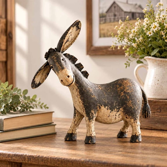 Rustic Donkey Figurine for Farmhouse Decor