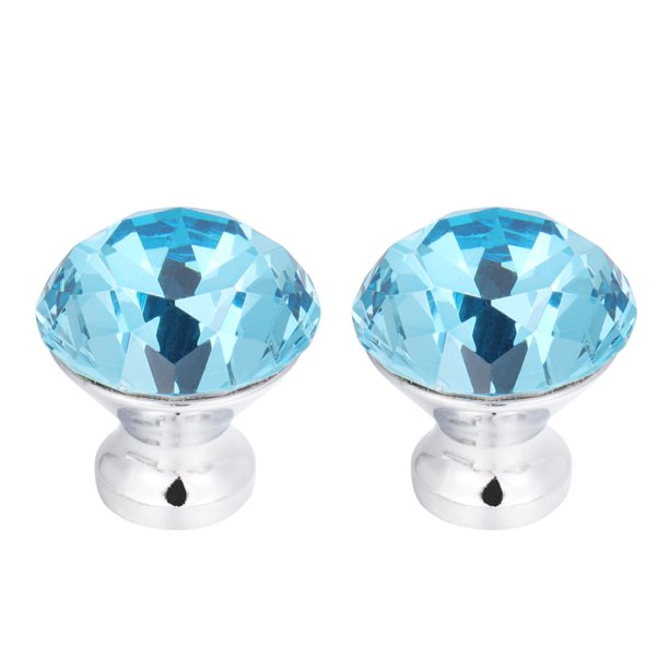 2 pomos de cristal de 30 mm para puerta, con un solo orificio, para armario, cajón, color azul cielo.